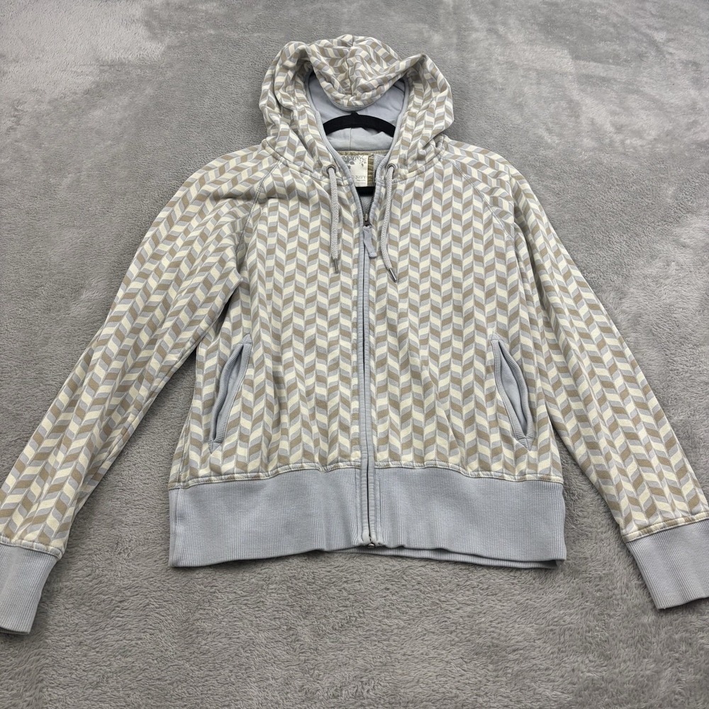 VTG Y2K Old Navy Zip Up Hoodieโ Womens M Blue Brown Beige Check Skater 2000s